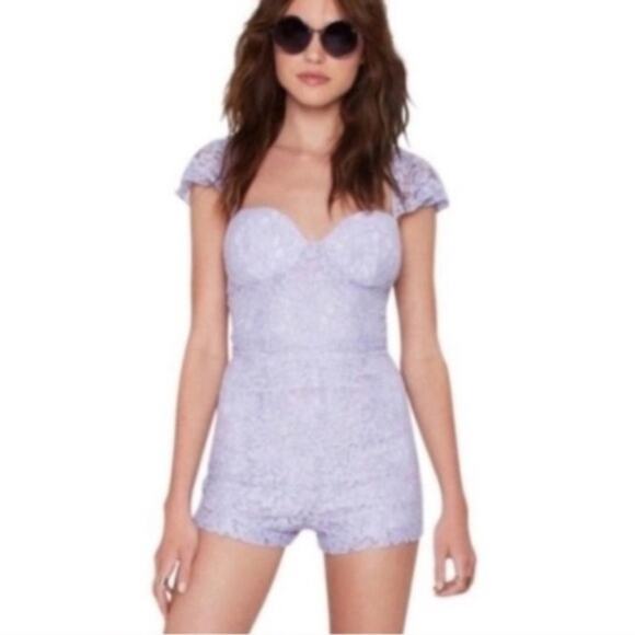 Nasty gal lavender lace print romper - Picture 1 of 5